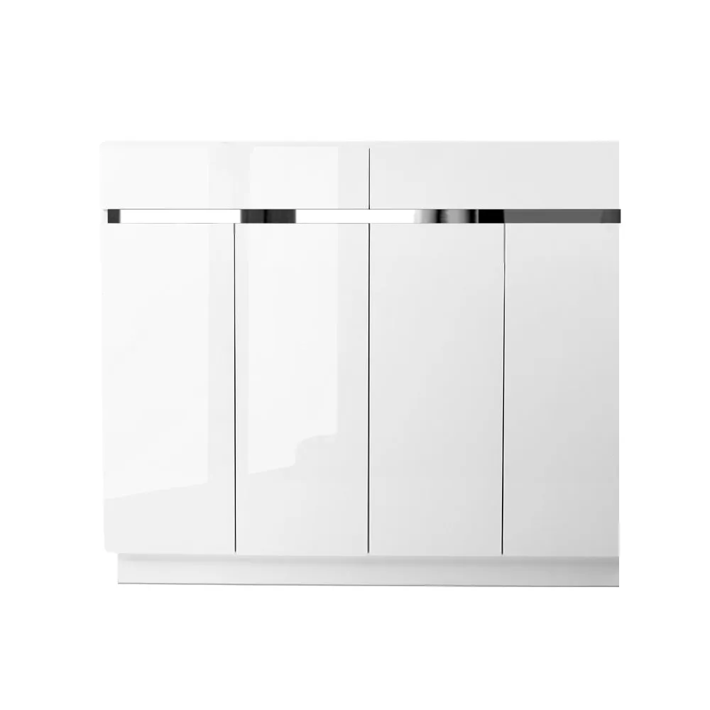 120cm High Gloss  Cabinet Shoe Storage Rack Cupboard White Drawers