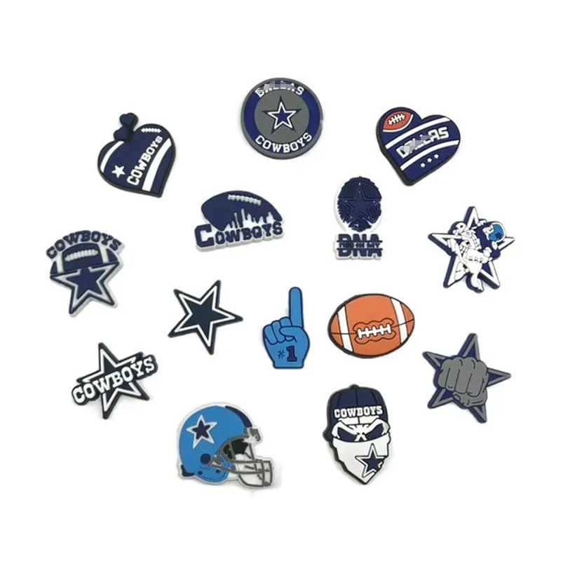 14 Pcs Football Shoe Charms for Croc Baseball Style Sports Shoe Decoration Charms for Boys Men