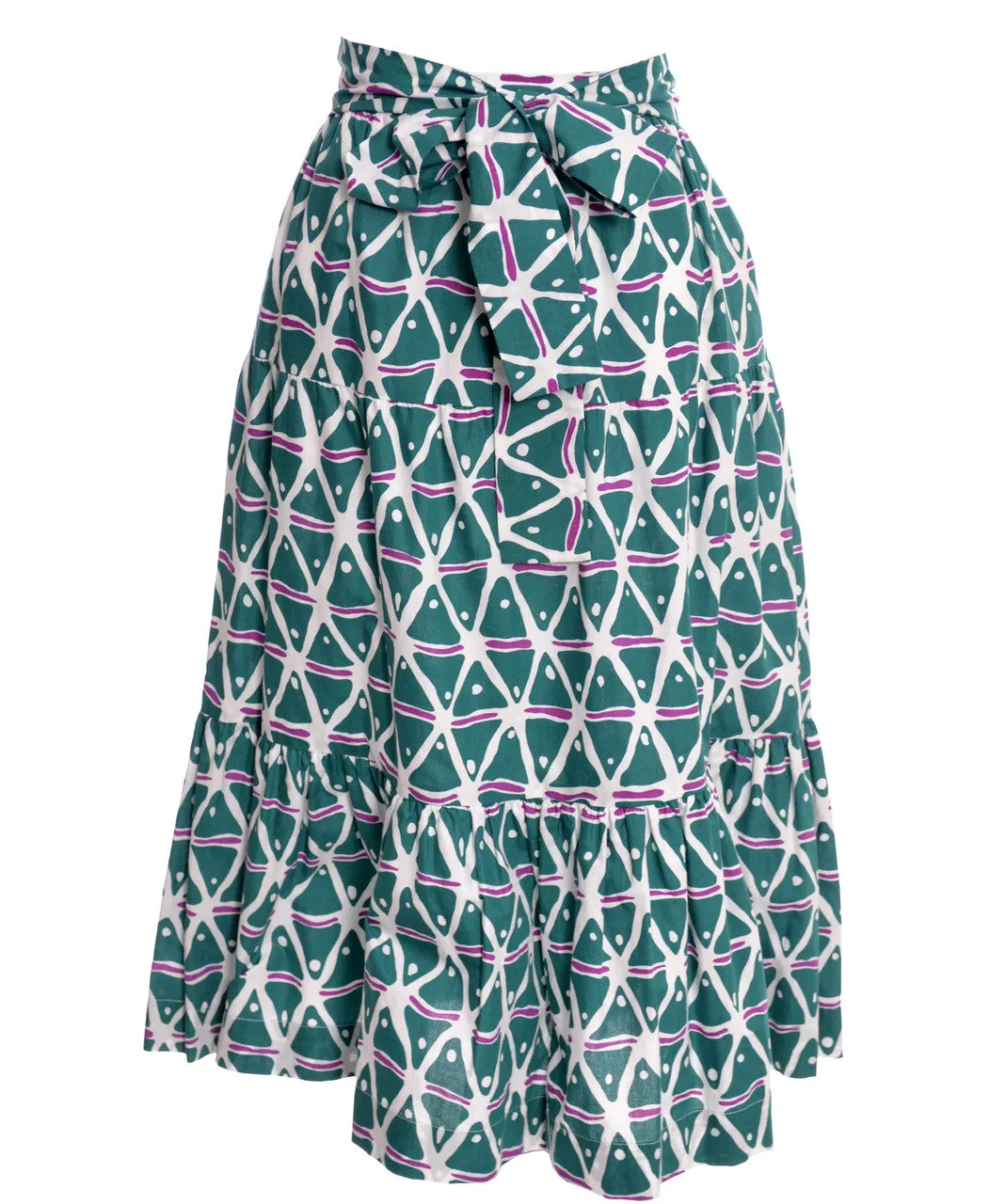 1970s Yves Saint Laurent Rive Gauche Green Cotton Skirt