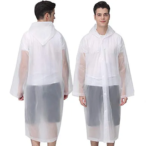 2 Piece Rain Ponchos for Adults - Reusable - White