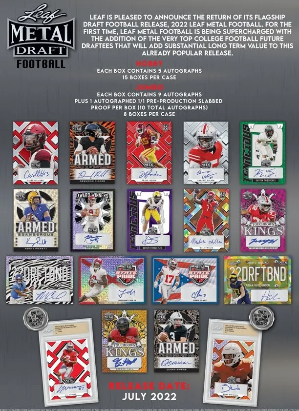 2022 Leaf Metal Draft Football Jumbo Hobby Box