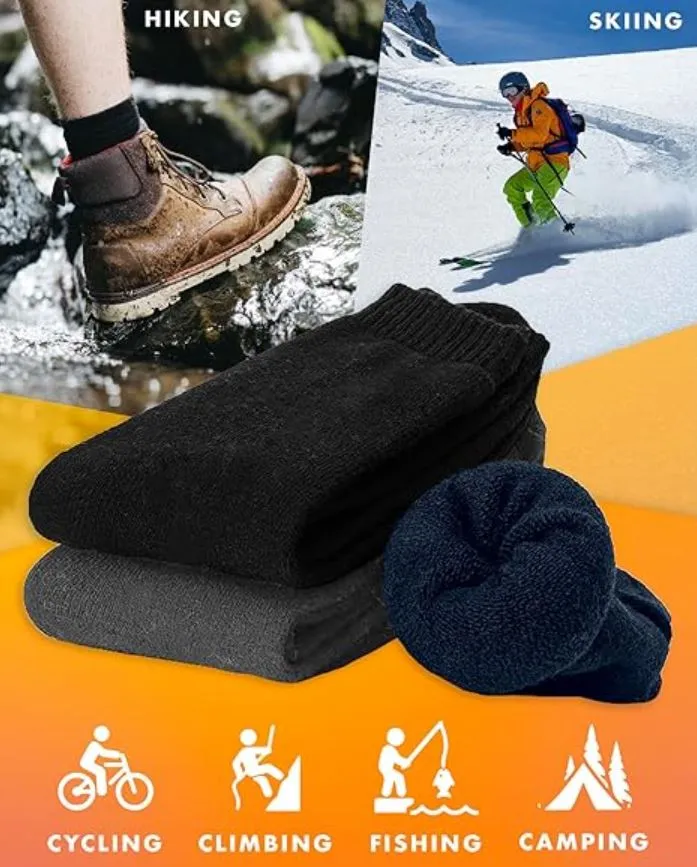 3 Pairs X Mens Heavy Duty Thermal Cotton Work Winter Crew Socks