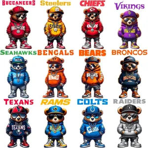 32 Teddy Bear Swag Football Designs Bundle PNG