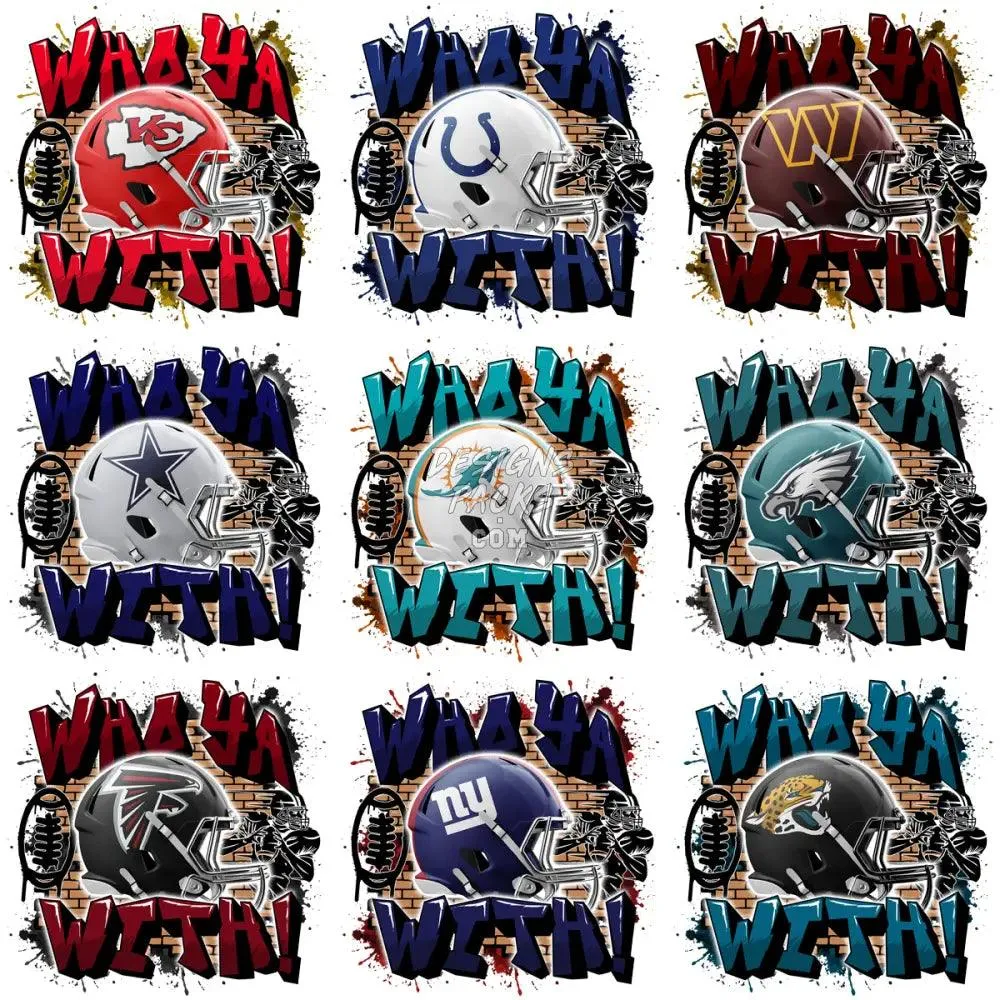 32 WHO YA WITH Football Teams Designs Bundle PNG