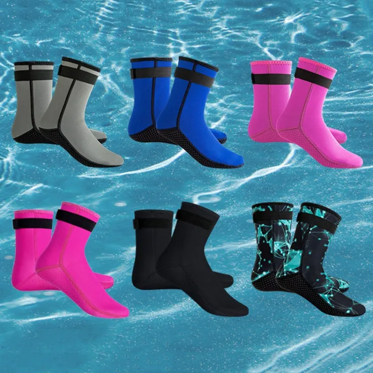 3mm Waterproof Long Beach Diving Socks Warm Non-slip Snorkeling Socks, Size: XS(Blue)