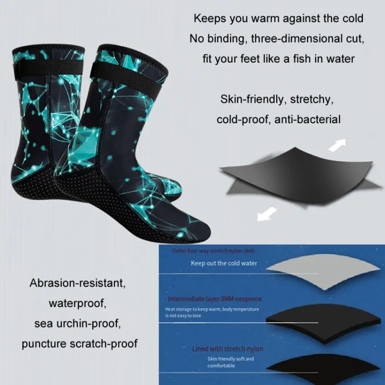 3mm Waterproof Long Beach Diving Socks Warm Non-slip Snorkeling Socks, Size: XS(Blue)