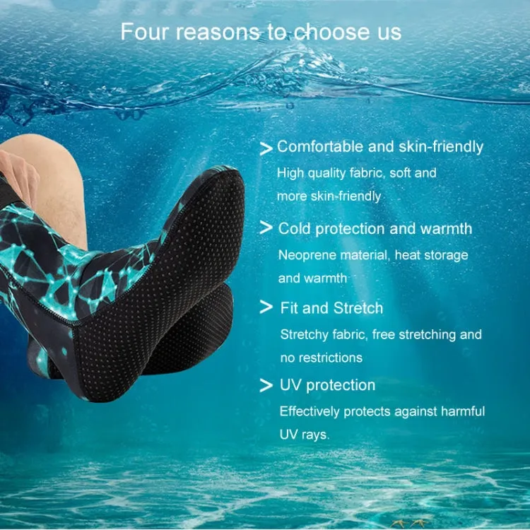 3mm Waterproof Long Beach Diving Socks Warm Non-slip Snorkeling Socks, Size: XS(Blue)