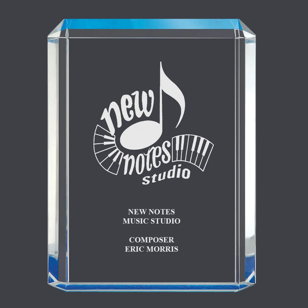 4-3/4" x 6-1/4" Custom Engraved Blue Shimmer Acrylic Award