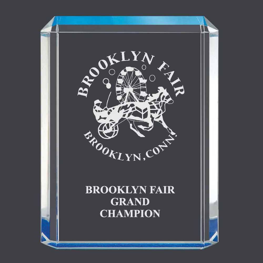 4-3/4" x 6-1/4" Custom Engraved Blue Shimmer Acrylic Award