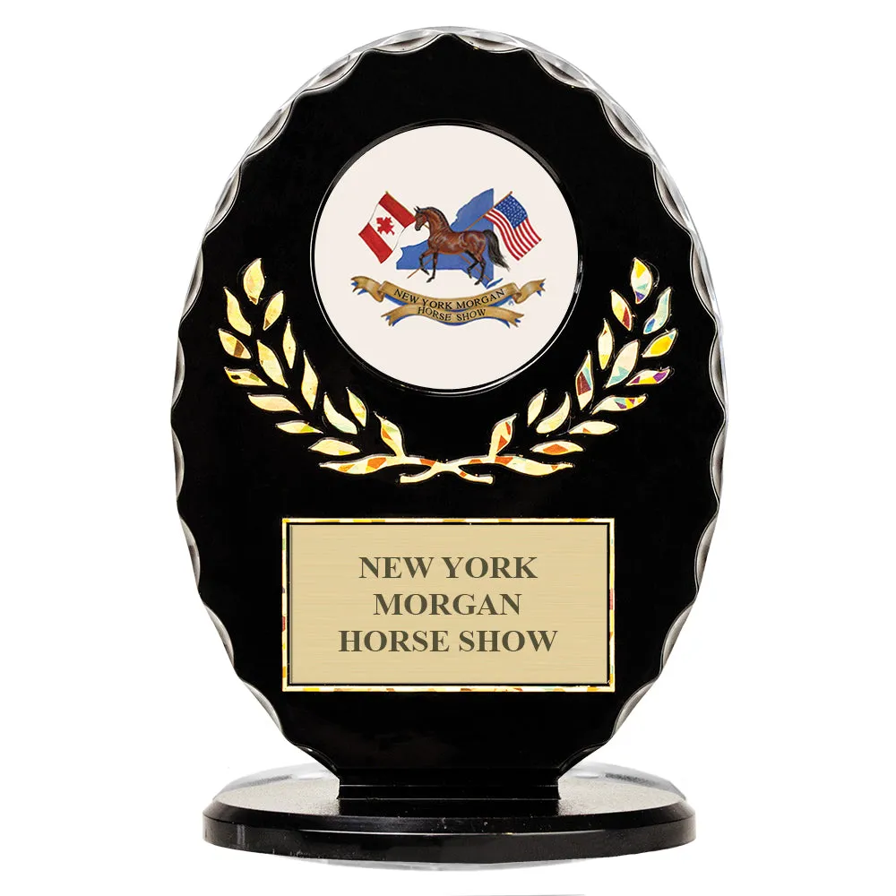 6-3/8" Black Free Standing Oval Award Trophy