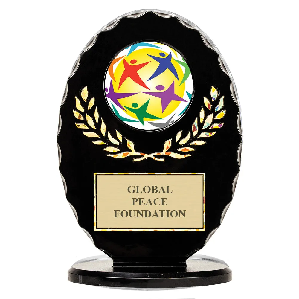 6-3/8" Black Free Standing Oval Award Trophy