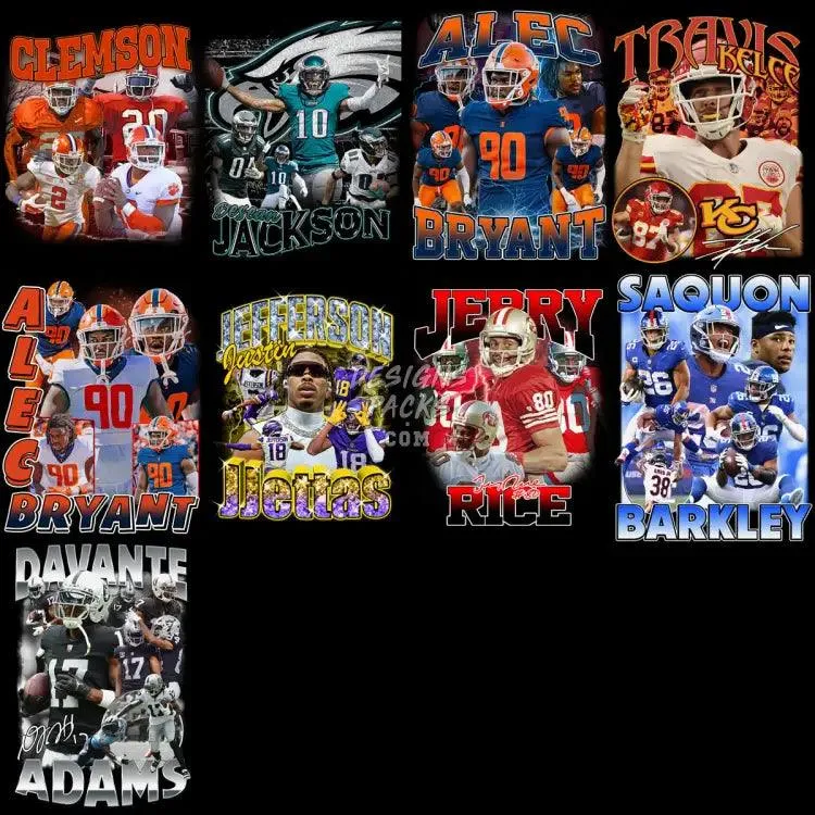 64 Football Players Bootleg Designs Bundle PNG