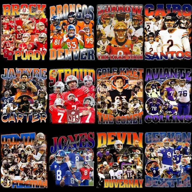 64 Football Players Bootleg Designs Bundle PNG