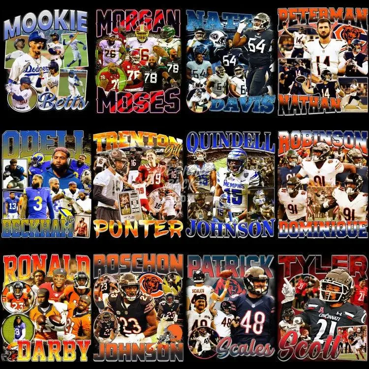 64 Football Players Bootleg Designs Bundle PNG