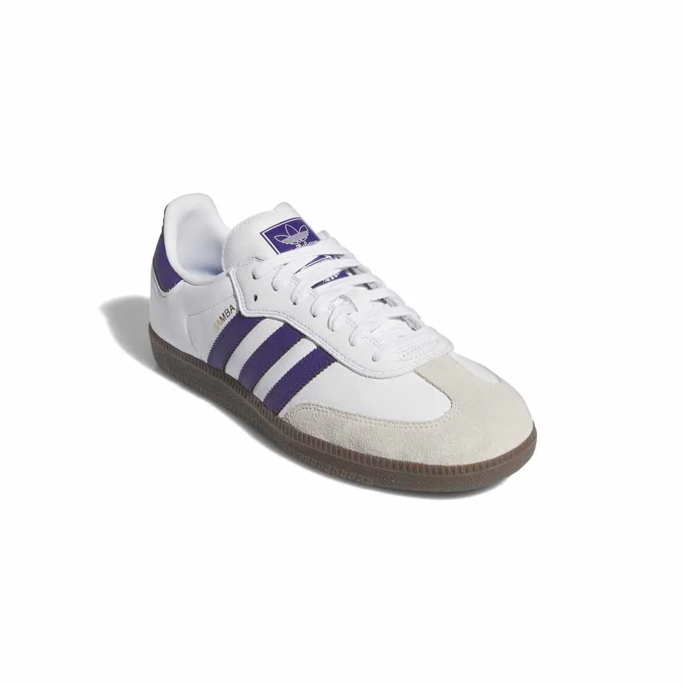 Adidas Skateboarding Samba ADV White Collegiate Purple Gold Metallic Skate Shoes