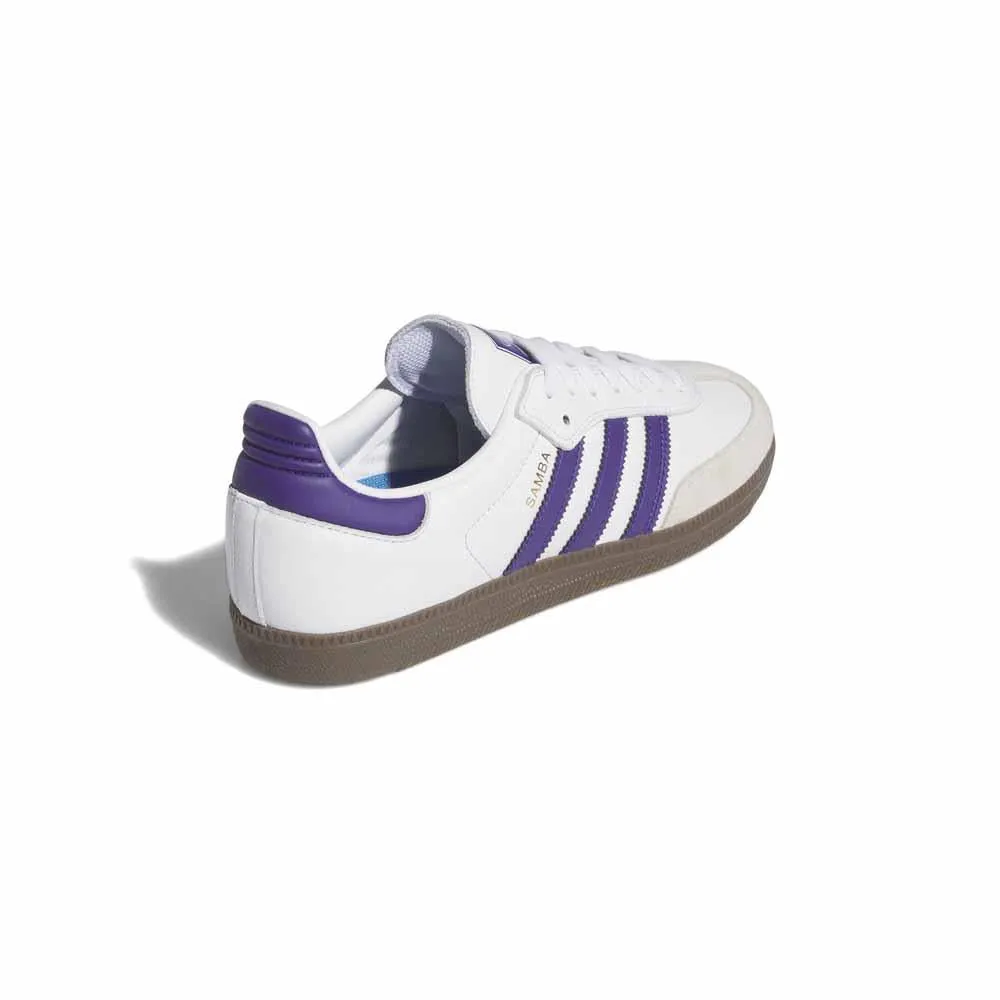 Adidas Skateboarding Samba ADV White Collegiate Purple Gold Metallic Skate Shoes