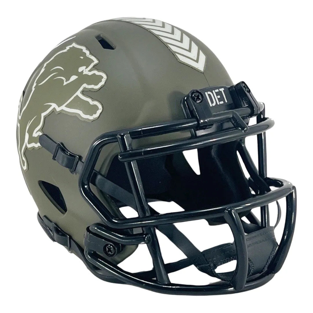 Aidan Hutchinson Signed Detroit Lions Salute to Service Speed Mini Football Helmet (Beckett)