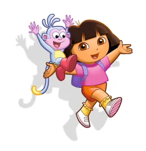 Akki World Friend with Dora Girl Cartoon Wall Sticker for Kids Room, Restaurant, Cafe, Kitchen, Bedroom, Living Room (Size - 34 Cm X 40 Cm)