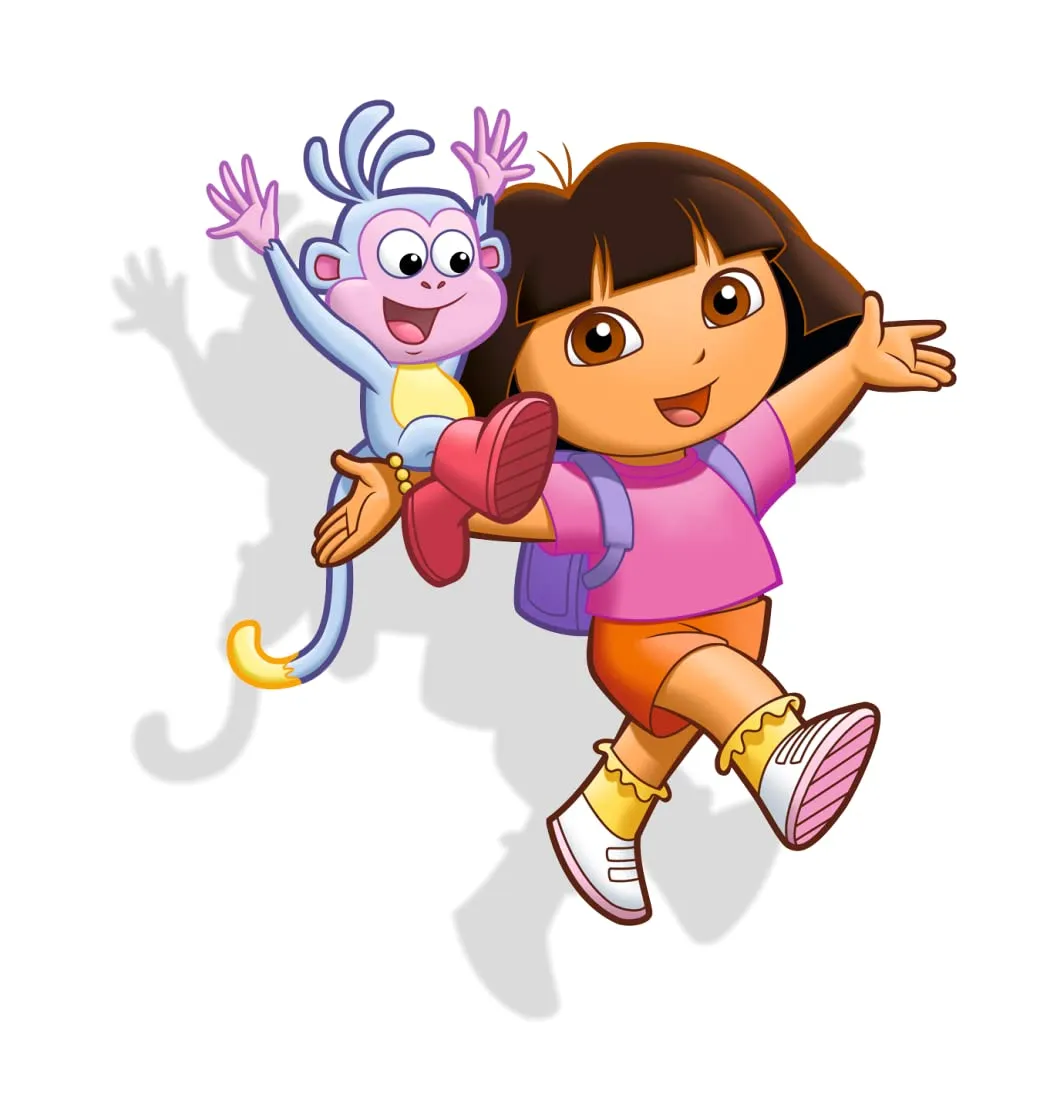 Akki World Friend with Dora Girl Cartoon Wall Sticker for Kids Room, Restaurant, Cafe, Kitchen, Bedroom, Living Room (Size - 34 Cm X 40 Cm)