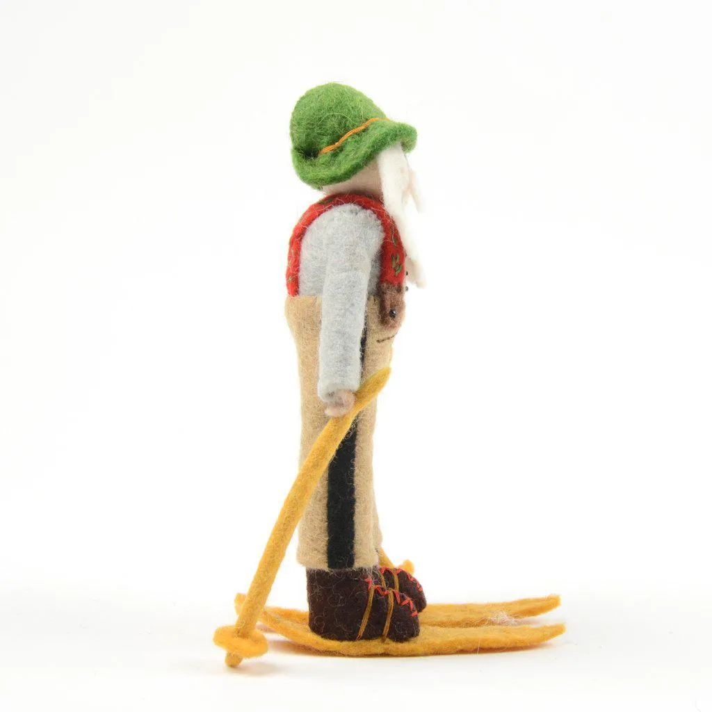 Alpine Skier Santa Ornament