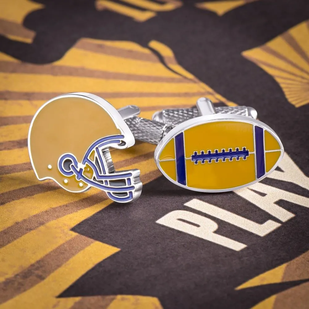 American Football Helmet & Ball Cufflinks