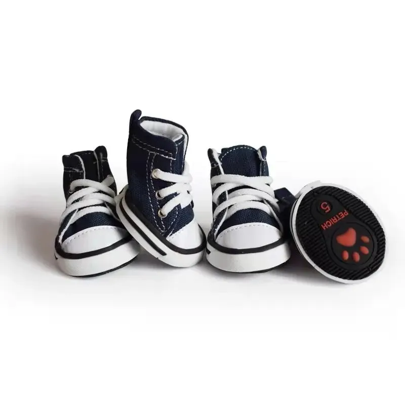 AnniePaw 4 Pcs Denim Dog Shoes - Waterproof Breathable Sneakers