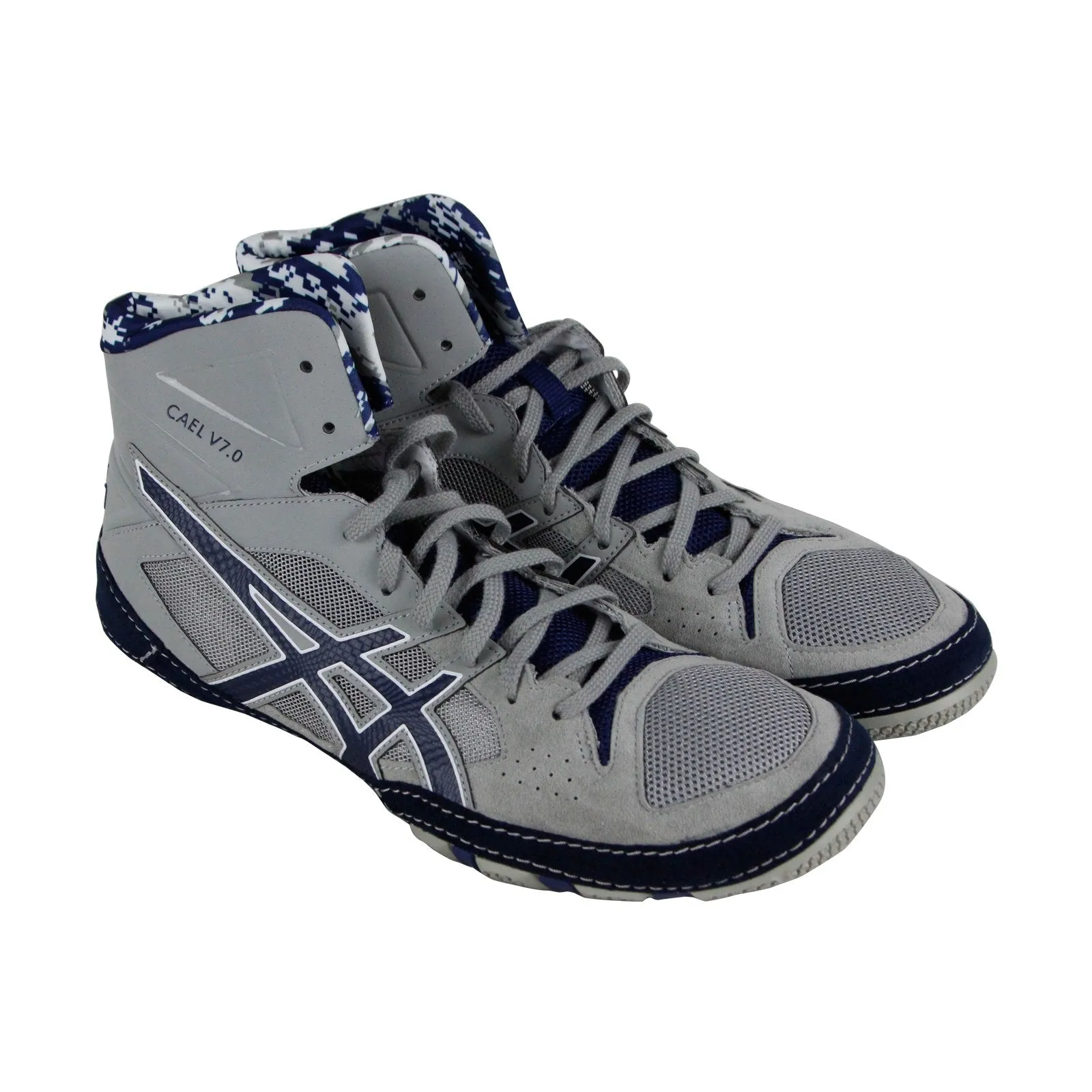 Asics Cael V7.0 J605Y-9652 Mens Gray Mesh Lace Up Athletic Wrestling Shoes