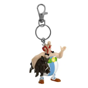 asterix keychain obelix carrying a boar 14 cm  merchandise  cartoons  keychain