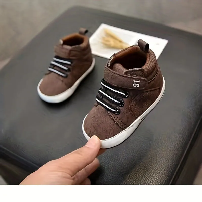 Baby Boys Lightweight Hook Loop Non Slip First Walker Sneaker Boots