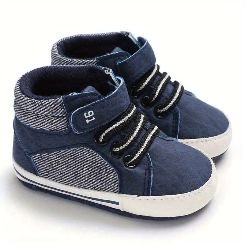 Baby Boys Lightweight Hook Loop Non Slip First Walker Sneaker Boots