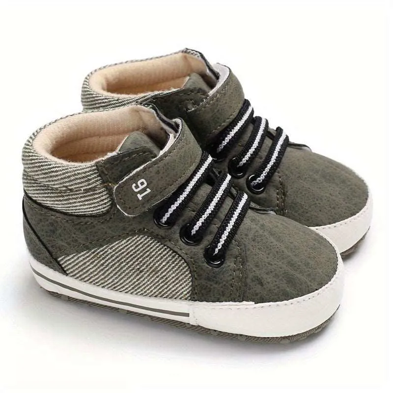 Baby Boys Lightweight Hook Loop Non Slip First Walker Sneaker Boots