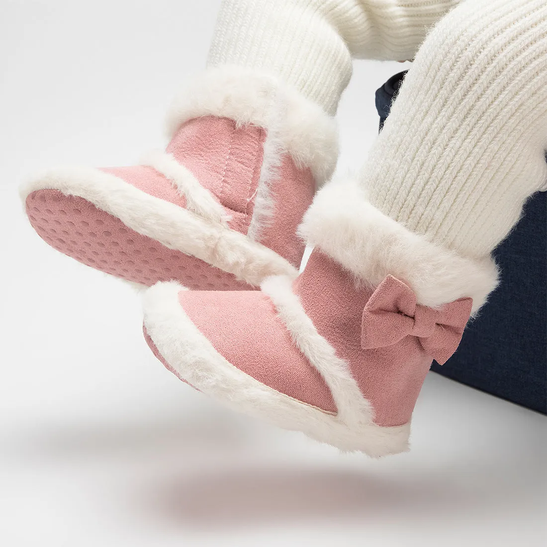 Baby Soft-Soled Toddler Bow Plush Boots Warm Boots