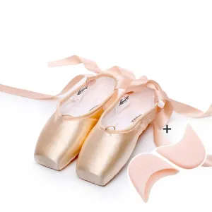 Ballet Lace Pointe Shoes Professional Flat Dance Shoes, Size: 33(Satin   Silicone Case)