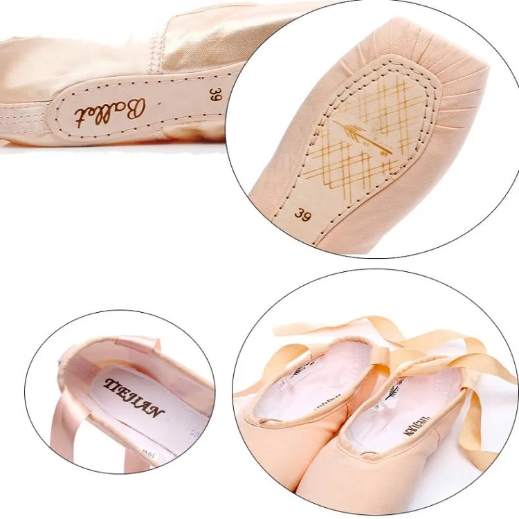 Ballet Lace Pointe Shoes Professional Flat Dance Shoes, Size: 36(Canvas)