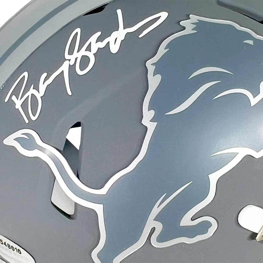 Barry Sanders Signed Detroit Lions Slate Alternate Speed Mini Football Helmet (Beckett)