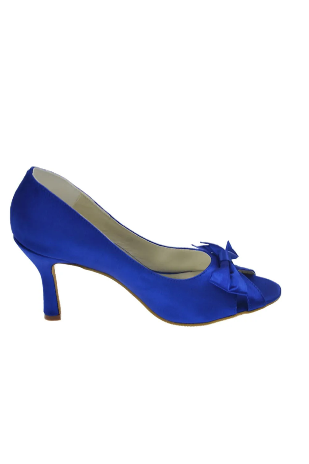 Beautiful Handmade Royal Blue High Heel Peep Toe Shoes For Wedding S62