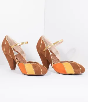 Bettie Page 1950s Brown Suede Kathryn Heels