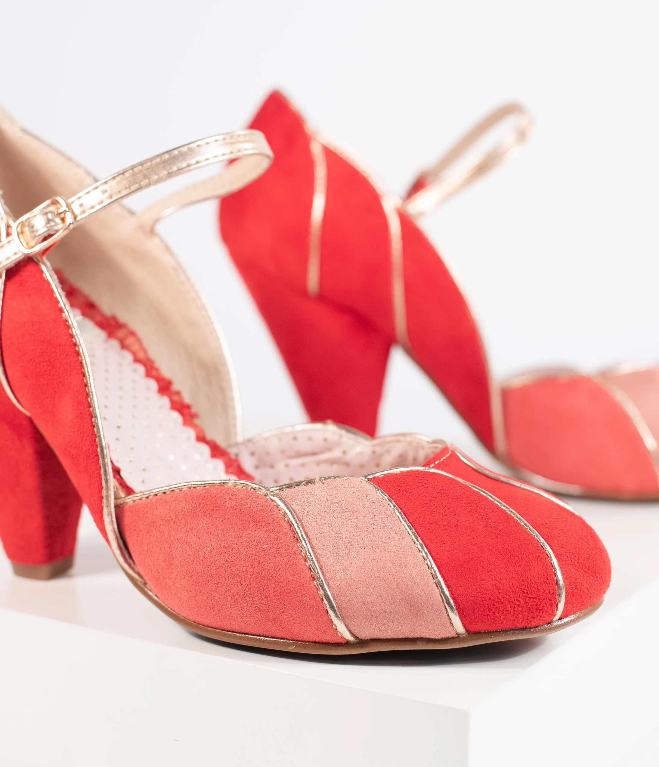 Bettie Page 1950s Red Suede Kathryn Heels