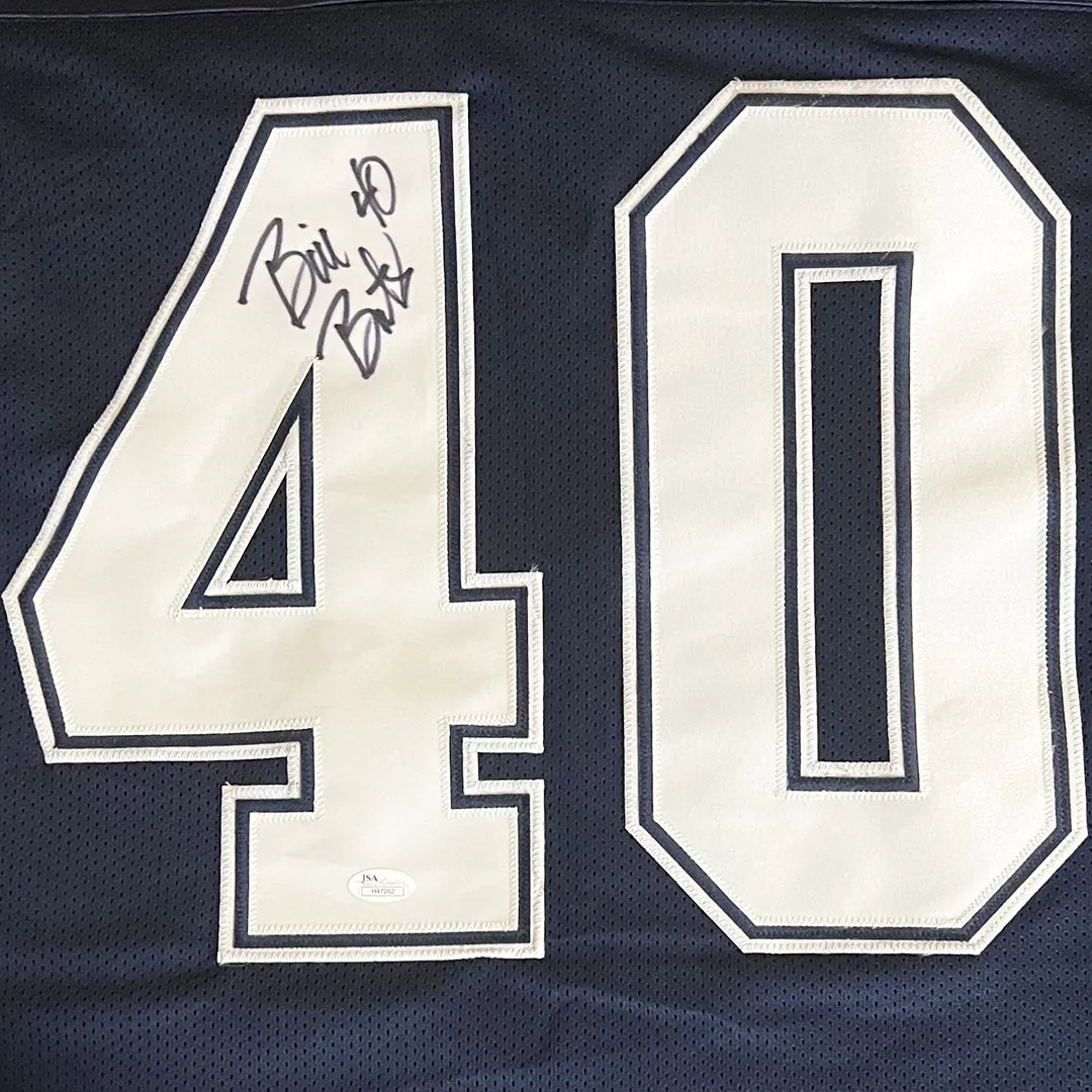 Bill Bates Signed Dallas Blue Football Jersey (JSA)