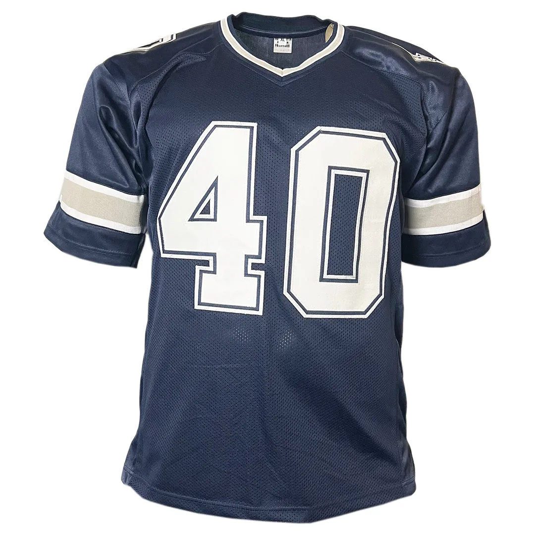 Bill Bates Signed Dallas Blue Football Jersey (JSA)