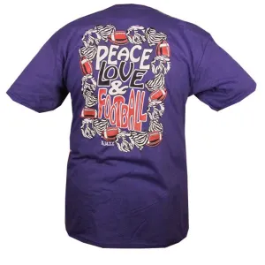 Bjaxx Peace Love Football Zebra Purple Sports Girlie Bright T Shirt