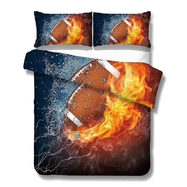 Bonenjoy 3D Bed Set Basketball and Fire