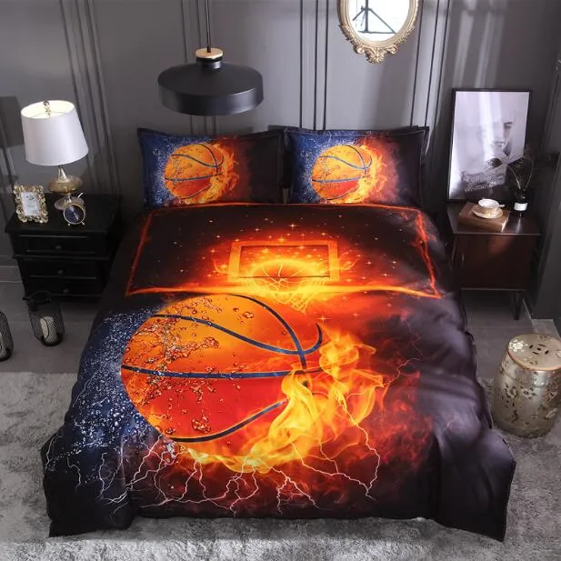 Bonenjoy 3D Bed Set Basketball and Fire