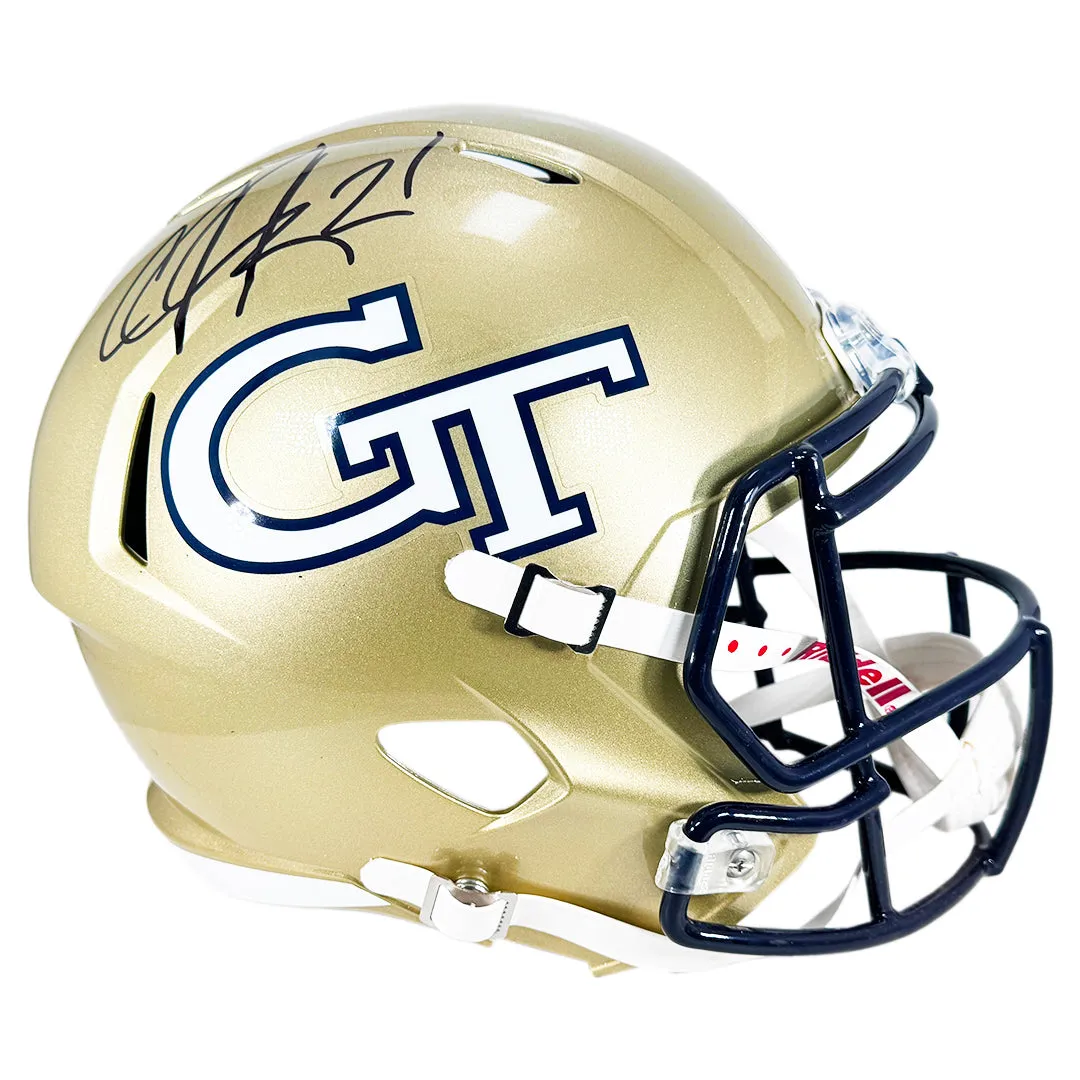 Calvin Johnson Signed Georgia Tech Yellow Jackets Speed Full-Size Replica Football Helmet (Beckett)