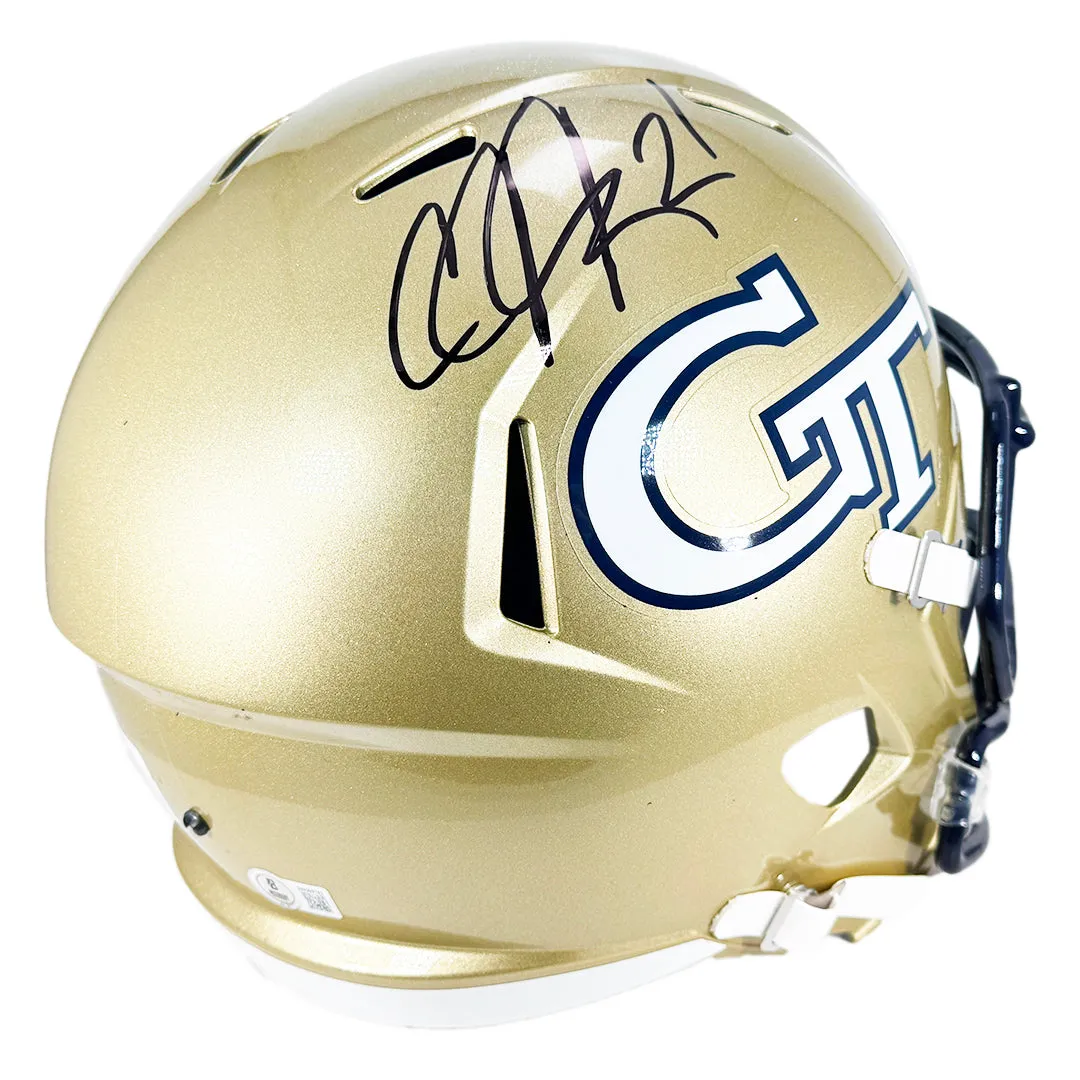 Calvin Johnson Signed Georgia Tech Yellow Jackets Speed Full-Size Replica Football Helmet (Beckett)