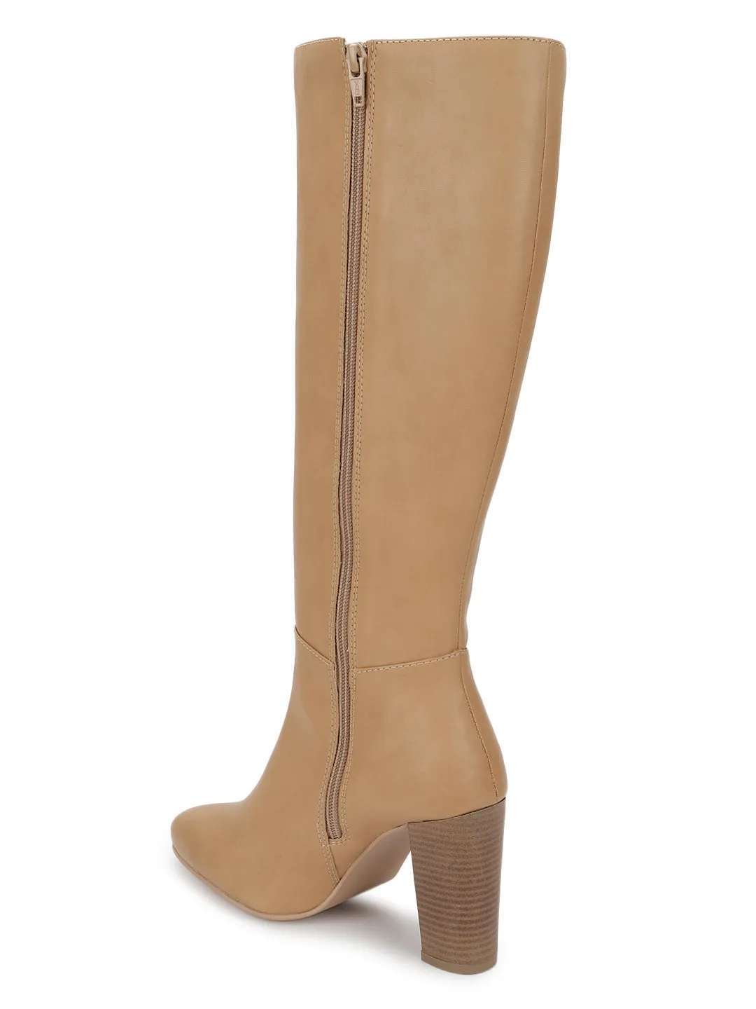 Camel PU Block Long Boots (TC-ST-1288-CAM)