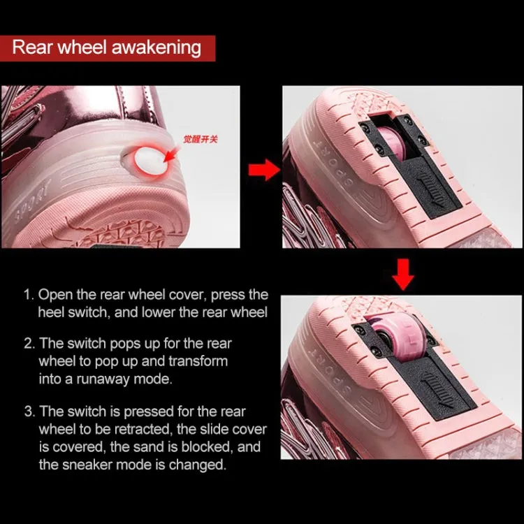 CD03 LED Double Wheel Wing Roller Skating Shoes, Size : 38(Pink)