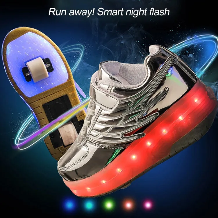 CD03 LED Double Wheel Wing Roller Skating Shoes, Size : 39(Gold)