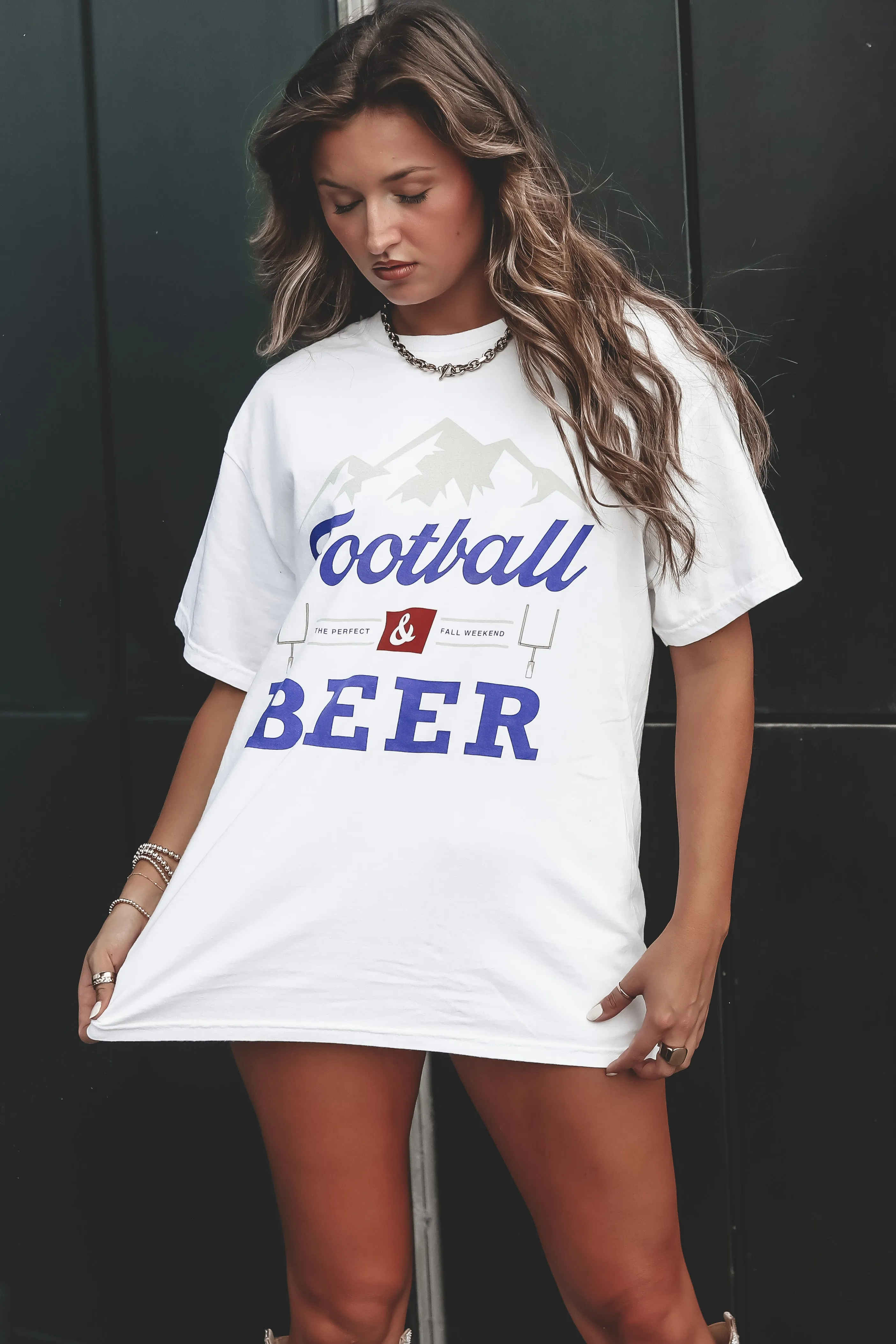 CHARLIE SOUTHERN Football And Beer Graphic Tee