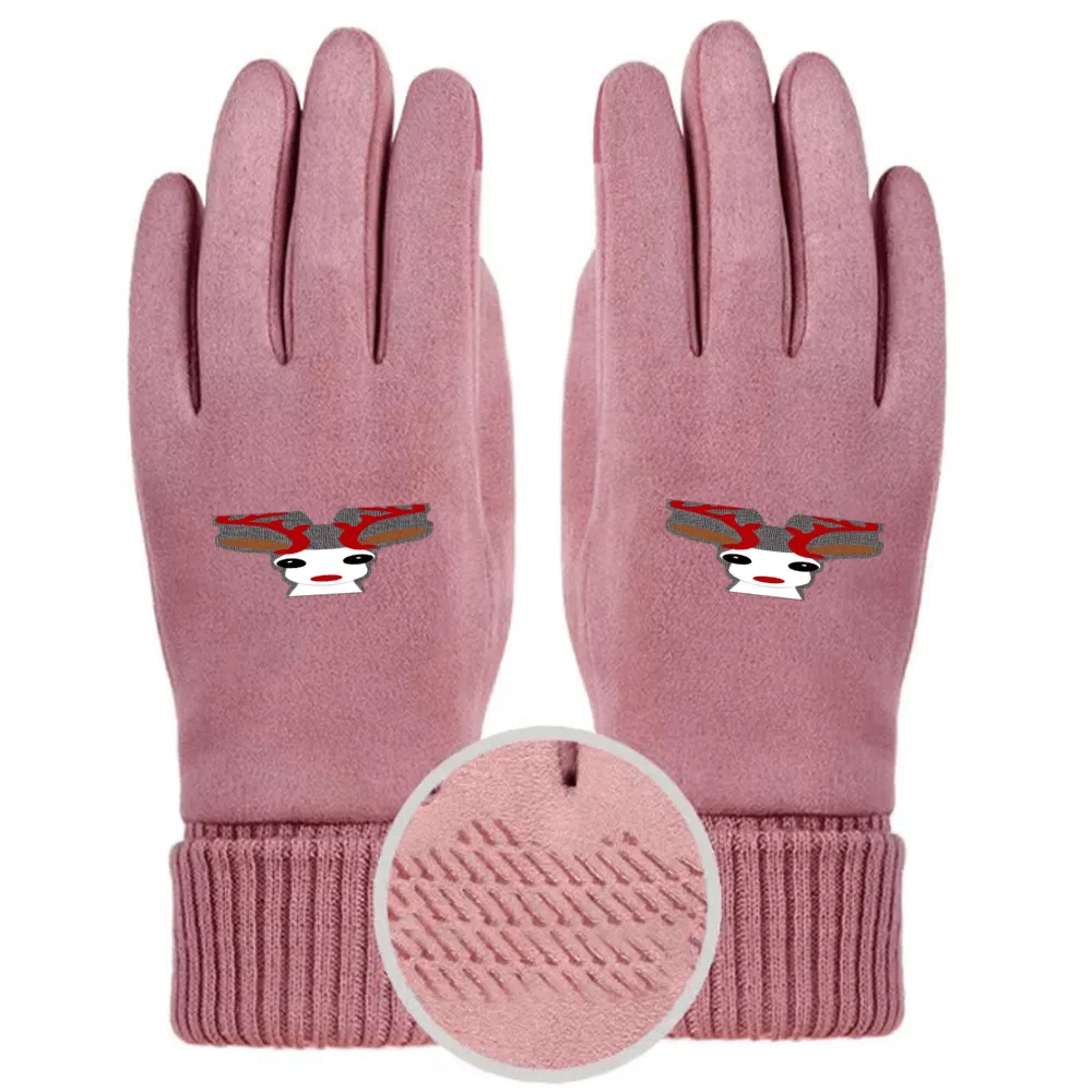 Christmas Reindeer Unisex Suede Fabric Christmas Gloves - 5 colors